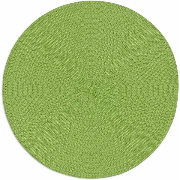 Sats med 4 st placemats PP bordsnät runt tvättbar värmebeständig halkfri 38cm grön