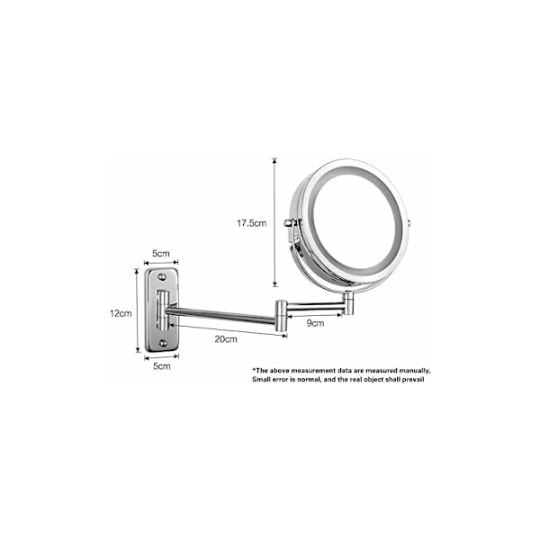 Badrumsspegel Φ7 tum Väggmonterad LED-lampa Justerbar Touch Sovrum Badrumsspegel Skrivbordssmink Fällbar Spegel Dekoration 1×/3× Förstoring
