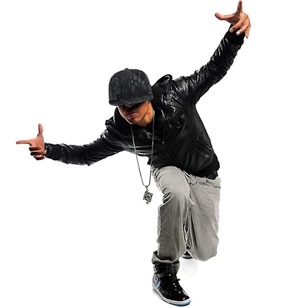 Miesten muodikas hiphop-hattu - Musta hattu Kesäaurinkosuoja - Litteälierinen hattu