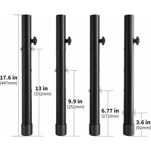 Set med 4 fällbara bordsbensförlängningar Raka ben Justerbara fällbara bordsbensförlängare för höjd (44 cm)