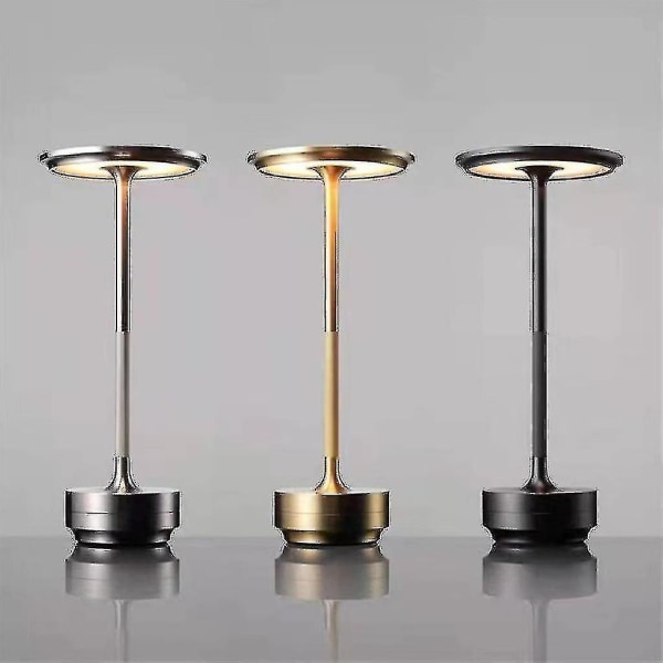 Cordless Table Lamp Dimmable Waterproof Metal Usb Rechargeable Table Lamps -1pcs New X~（Gold）