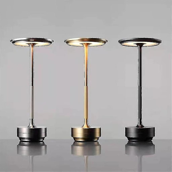 Led-bordlampe, trådløs, dæmpbar læselampe, vandtæt metal USB-genopladelig bordlampe - 1 stk. Høj kvalitet (sølv)