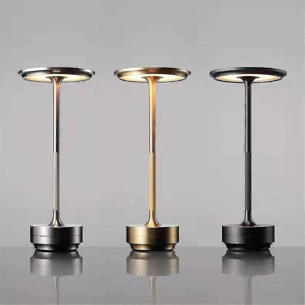 Trådløs bordlampe Dimbar leselys Vanntett metall usb oppladbare bordlamper -1 stk høy kvalitet（sølv）