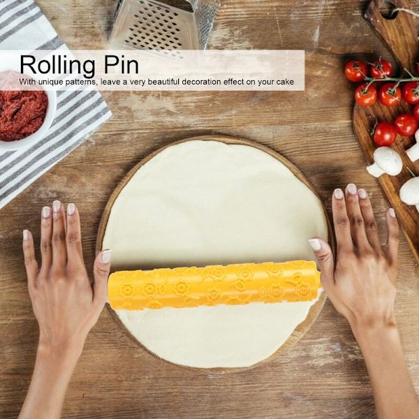 Fondantkaka Prägling Kavel Bakning Deg Rulle Kakor Kex Dekorering Verktyg (Blomstermönster)