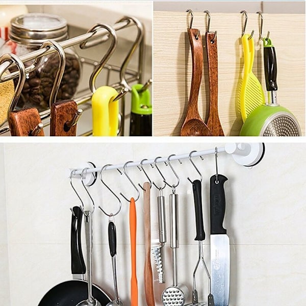 20-pack S-krokar, 9 cm hängande krokar, klädkrokar, hängande krokar, klädhängare (silver)