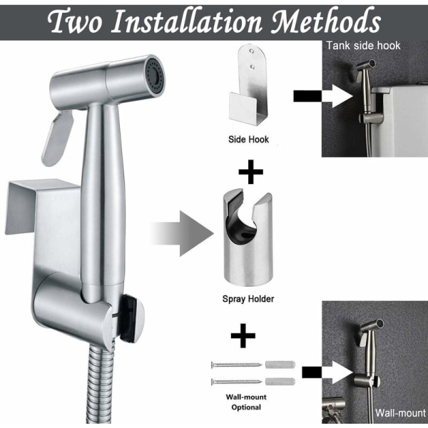 Handrengöringsspruta - Shattaf toalettrengöring duschhuvud i rostfritt stål spruta för handfat eller toalett - med 59" slang och stativ (3st) (stil 1)
