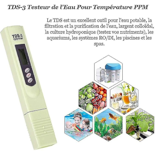 Lcd Tds-3 drikkevandskvalitetsmåler digital tester temperatur ppm testmåler pen analysator