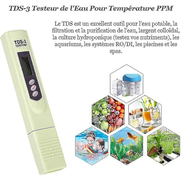 Lcd Tds-3 Vattenkvalitetsmätare Digital Tester Temperatur Ppm Testmätare Penna Analysator