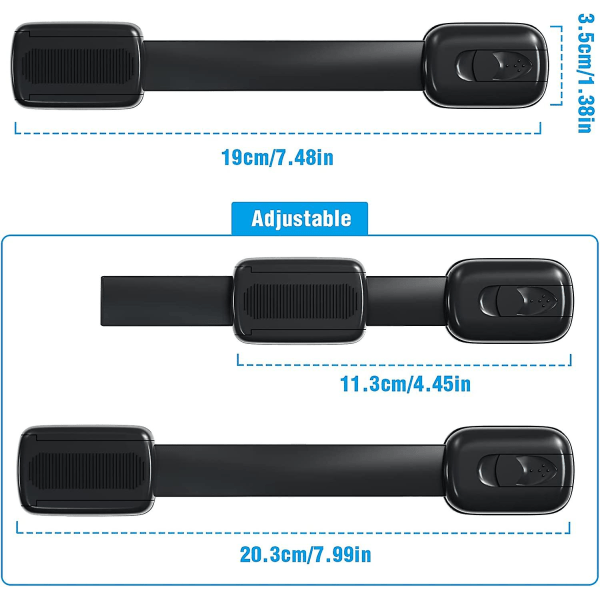 Säkerhetslås för barn, 8-pack barnsäkra skåplås med 3M-tejp, barnsäkra lås för skåp, lådor, kylskåp, toaletter utan borrning (svart)