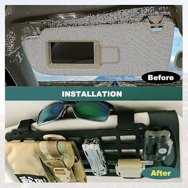 Fordon Rigid Molle Panel för Bilsolskydd, Bilsolskydd Rigid Molle Förvaringslåda Polymerplatta Taktisk Utrustningshållare Edc