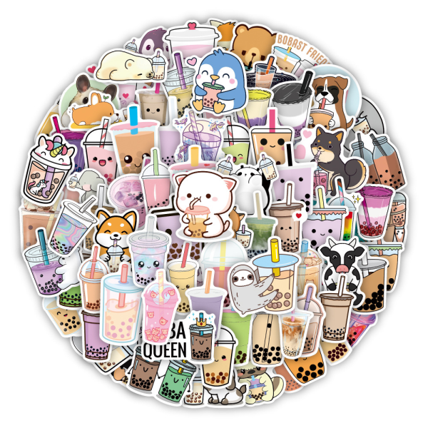 Boba Stickers 100st Kawaii Bubble Tea Stickers,drink Stickers, Vinyl Söta Te Stickers Presenter,estetiska Stickers, Vattenflaska Sticker Pack For Tonåringar Gi