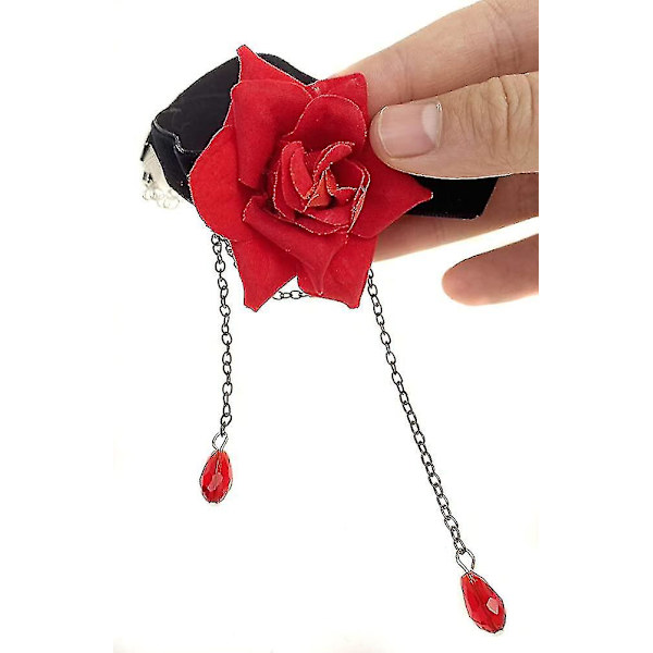 Elegant Retro Rose Flower Kragebenkjein Kragebenkjede Gotisk Lolita Svart