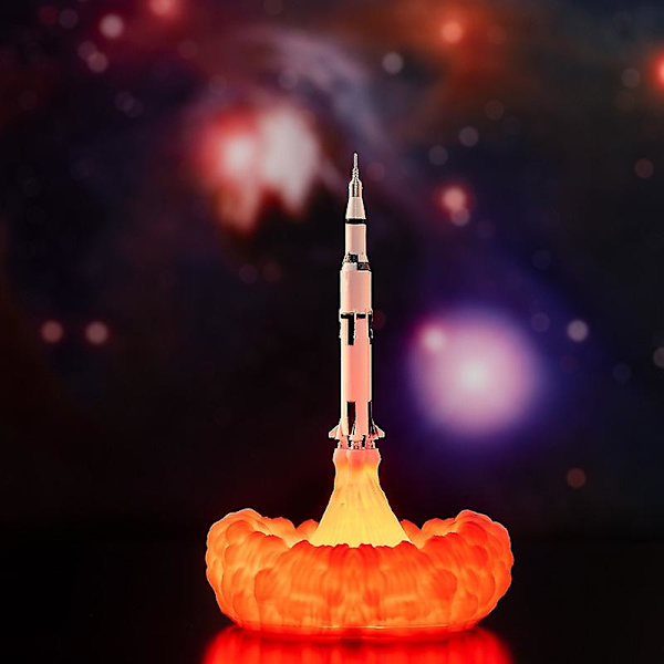 2019 Dropship 3d-utskrift Saturn V-lampor Uppladdningsbar nattlampa Apollo 5 för månlandskapets älskare som rumsdekoration 28 cm Saturn V