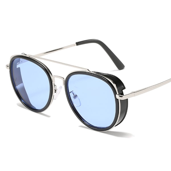 Solglasögon Runda Steampunk Dubbel Brygga Aviator Glasögon B