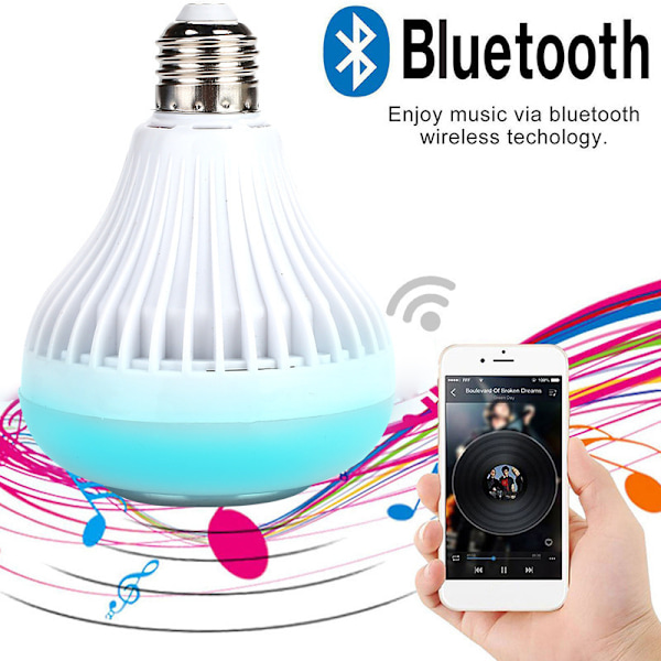 2-in-1-älylamppu Bluetooth-LED-väri kaukosäätimellä E27 Musiikkikaiutin Rgb-kaiutin Älykäs värilamppu Erityinen lamppu musiikkiin ja musiikkisoittimeen [ene