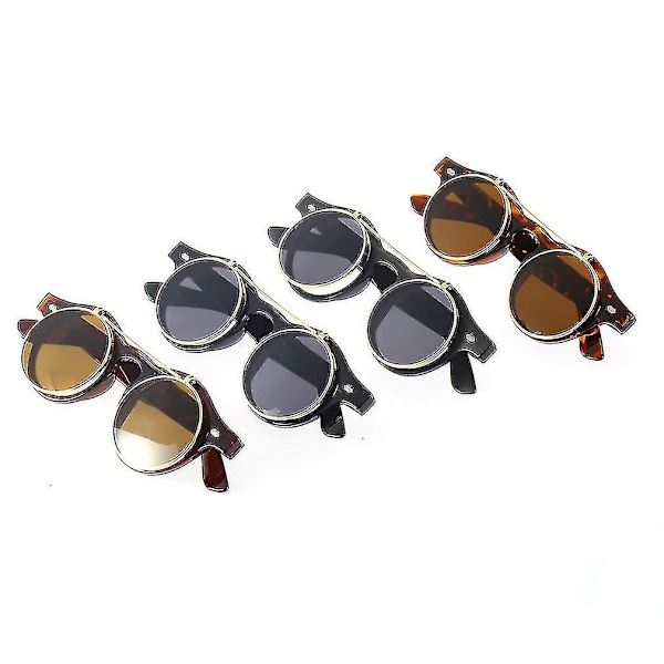 Klassinen Steampunk Goth -lasit Goggles Pyöreät Kääntyvät Aurinkolasit Pyöreät Silmälasit