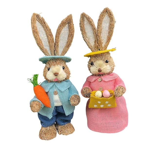 1 par stående påskeharefigur dukke 35cm ornamenter dejligt udseende