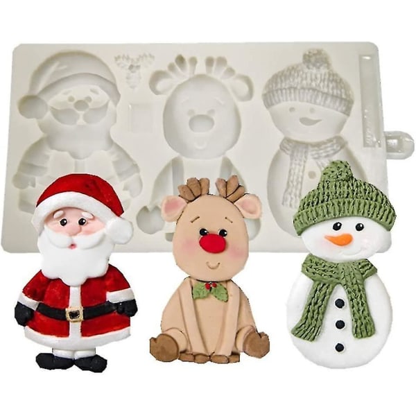 Christmas Abundant Mold Snowman Santa Claus Reindeer Silicone Candy Chocolate Mold Baking Tool