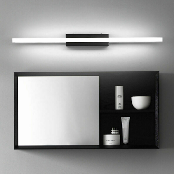 LED-badrumsbelysning 40 cm kallvitt 9 W 6000 K svart inomhusbadrumslampa badrumsbelysning 800 lm ej dimbar [energiklass F]