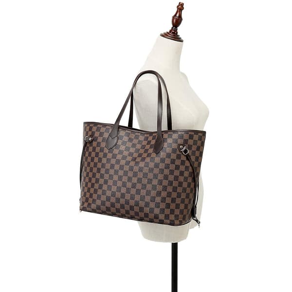 2PCS Sæt Damehåndtasker Ternet Tote Skuldertaske Med Branded Gave