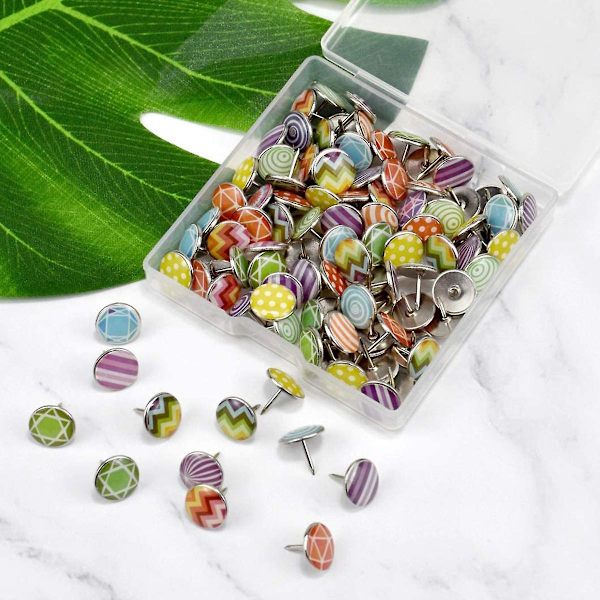 Piao Mwoot 100 stycken dekorativa tryckstift, Fashion Push Pins Metall Push Pins för världskarta karta korktavla tygmarkör (stil B)