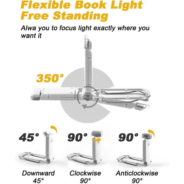 Läslampa, Book Light Clip On Book, Led-läslampa med USB uppladdningsbar, Ljusstyrka Justerbar för ögonskydd, Läsbokstillbehör