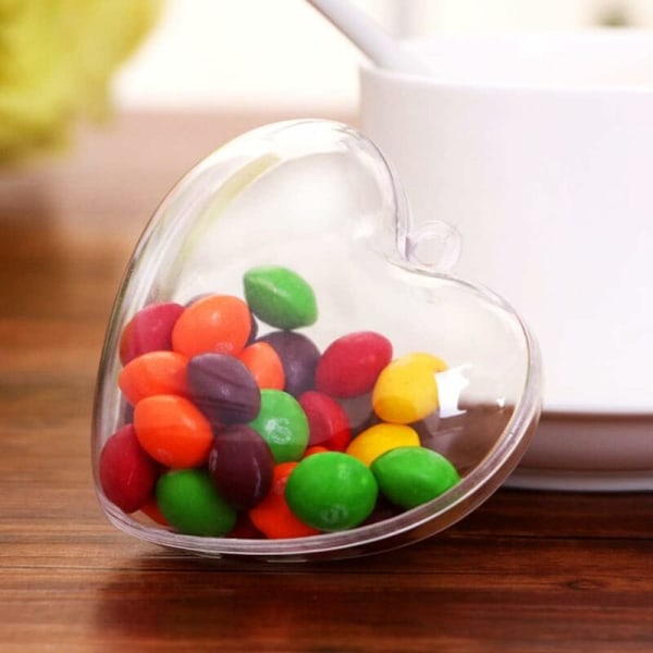 20-pack transparenta hjärtformade ornamentbollar Alla hjärtans dag Påfyllningsbara plast Alla hjärtans dag Dekorationer Kulor (6,5 cm)