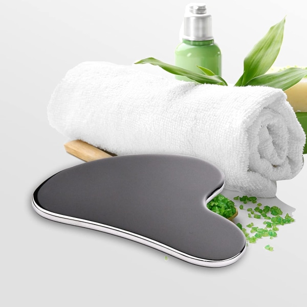Metall Gua Sha-verktøy: Gua Sha for ansikt og kropp, rustfritt stål, med reiseetui