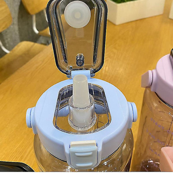 Renfärgad transparent 2l stor kapacitet halv gallon plast rymdkopp fitness utomhus sport vattenflaska (grön)