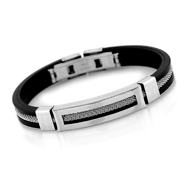 12mm Herre Casual Rustfritt Stål Armbånd Silikon Kjede Trendy Armbånd