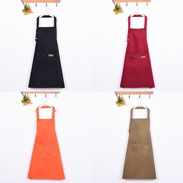 Nytt trendigt köksförkläde i canvas för kvinnor och män, kockförkläde, grillförkläde, restaurang, bar, butik, café, skönhetssalong, nagelstudio, uniform, 1 st (svart)