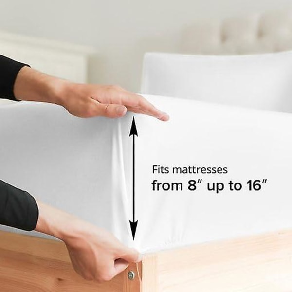 Queen size lakanset - Andningsbart & kylande - Hotell lyx sängkläder - Extra mjukt - Djupa fickor - Lätt att passa - 4-delat set - Rynkfri - Bekväm Whi