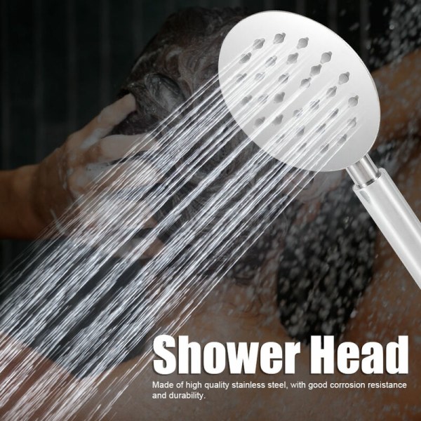 G1/2" gängad handhållen dusch rund högtryck duschmunstycke hem badrum duschmunstycke (duschmunstycke + slang)