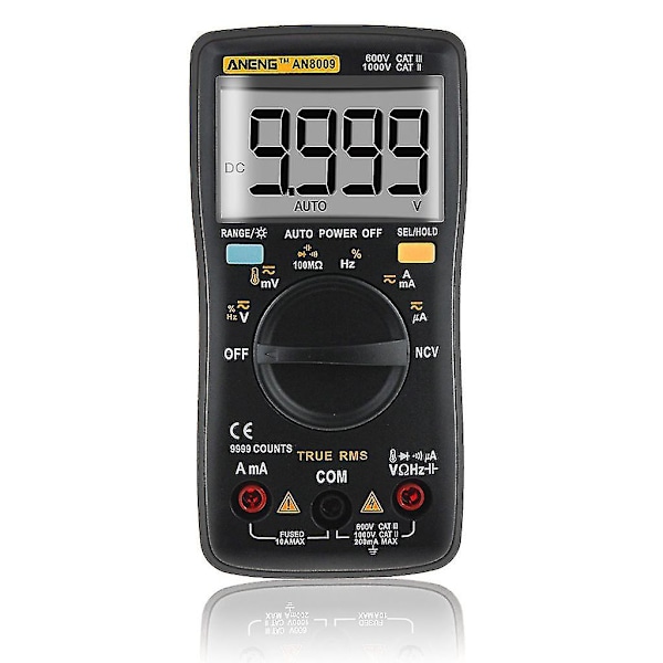 An8009 True-rms Auto Range Digital Multimeter Ncv Ohmmeter Spænding Ammeter Sort