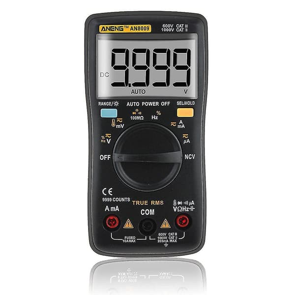 An8009 True-rms Auto Range Digital Multimeter Ncv Ohmmeter Spenning Ammeter Svart