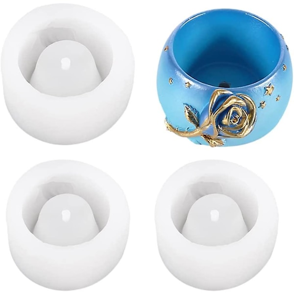 Beibei - Blomsterpot silikoneform DIY sukkulent potteform vaseform bonsai harpiks støbeform 3stk