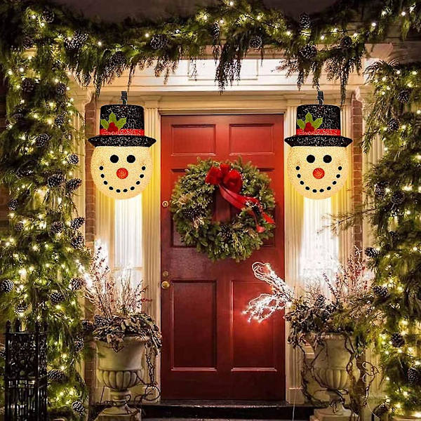 2-delad snögubbe jul veranda lampskärm, veranda lampa semester lampskärm, jul utomhusdekoration