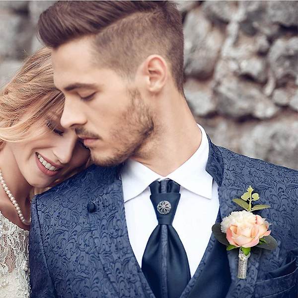 2 stk. Champagner Bryllups Boutonniere, Bryllupsblomst Håndleds Corsage, Brudepiger Håndledsblomst Velegnet