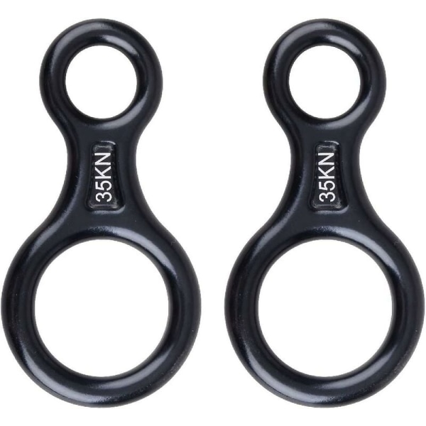 Set med 2 Descenders 35kn Aluminium Descender Figure 8 Descender för Klippklättring för Utomhusfritid Svart