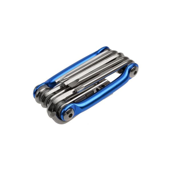 11 i 1 Mini Cykel Reparations Kit Multi Pocket Verktyg Fällbart Verktyg Blå