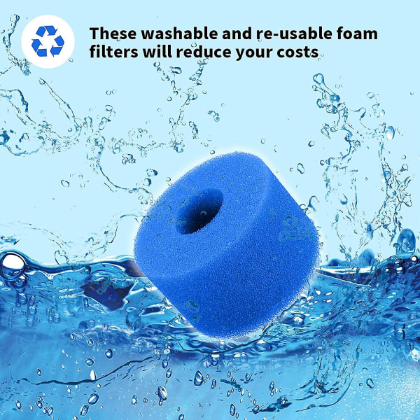 Exnemel filter svamp, filterpatron svamp, swimmingpool filter svamp, återanvändbar tvättbar ersättningspatron, badtunna filter svamp filter (6