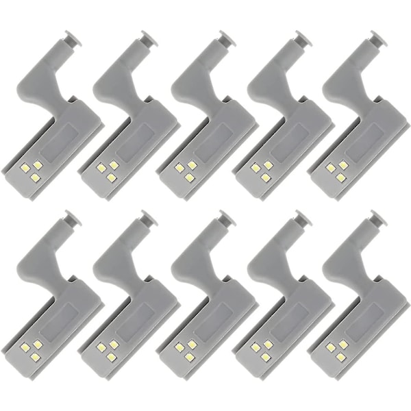 10 stk Universal Hengsel LED Sensor Lys Skap Skap Klesskap Nattlys (hvit)