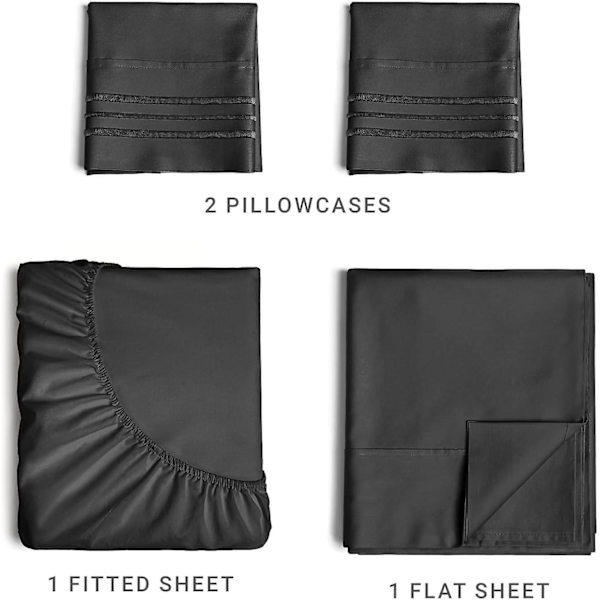 California King Size Lakanuppsättning - Andningsbara & Kylande Lakan - Hotell Lyx Sängkläder - Extra Mjuka - Djupa Fickor - 4 Delar Set - Rynkfria - Comf