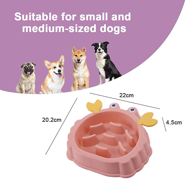 Långsam matskål, hundskål för långsam matning, kattskålar, hälsosam ätning, långsam matningsskål för husdjur (rosa)