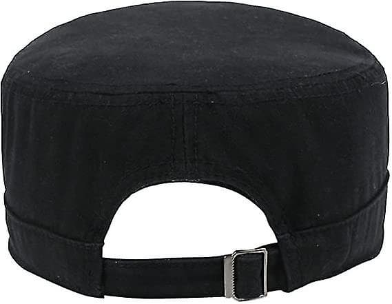 Herre Bomulds Flat Peak Baseball Twill Hær Militær Regiment Hat Visor Sort