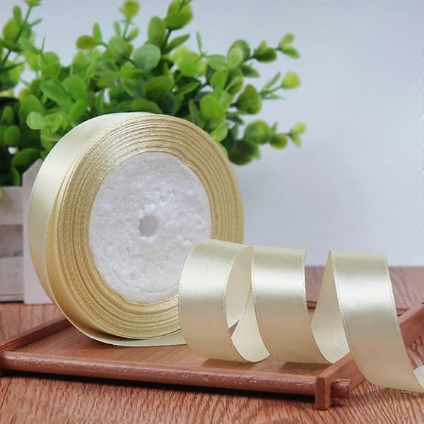 22M Vit 2cm Satinband – Presentrosetter, Bröllop, Julhantverk