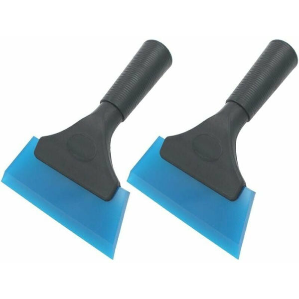 Silikonskrapa, 2-pack gummiskrapa för applicering av bilfönstertoning/bilsticker/glas/spegel/dusch (blå)