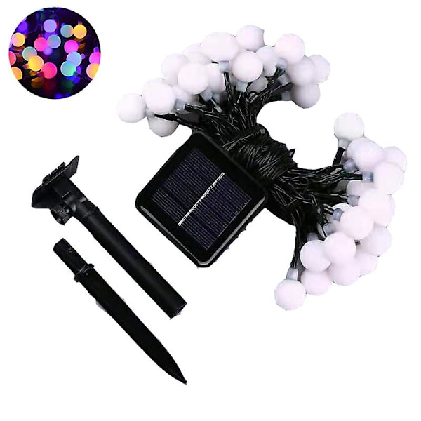 12m Eventyrlys Fargerik Ball Solar Utendørs Kjede, 100 Ip54 Vanntett Led Strenglys, Utendørs Fargerik Globe Solar Powered Kjede Utendørs Eventyrlys