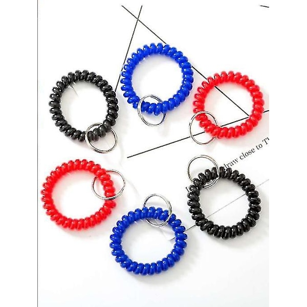 Pakke med 6 fargerike spiralfjærspoler armbånd elastisk nøkkelring armbånd håndleddspole nøkkelring håndleddsbånd nøkkelring