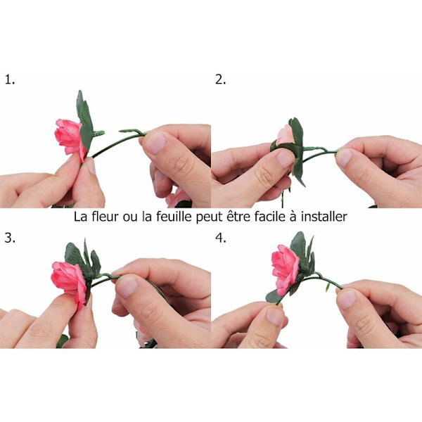 2,5 m set med 5 konstgjorda rosgirlander Konstgjord ros Tvåfärgad blomsterranka Silkesgirlang Hängande dekoration för bröllopsbåge Trädgård Bil Heminredning